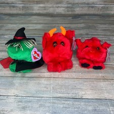 Puffkins Plush Lot Witch Devil Bull Vintage