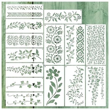 14pcs Vine Border Stencil Leaf Stencils for Painting on Walls Reusable Floral...