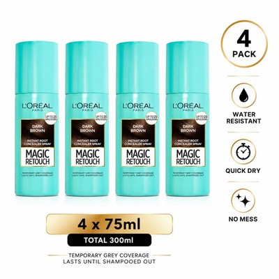 LOreal Paris Magic Retouch Root Concealer Dark Brown 75ml Pack of 4