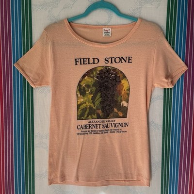 Vintage 70s 80s Winery Sonoma Ca Cabernet Sauvignon Tshirt Orange XL USA