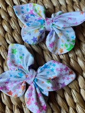 2 Handmade Toddler Girls Hair Clips Bow Accessories Summer Glitter Handmade