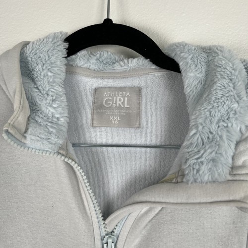 Athleta Girls Crazy Cozy Fleece Full Zip Jacket Blue Sz 16 - Picture 3 of 6