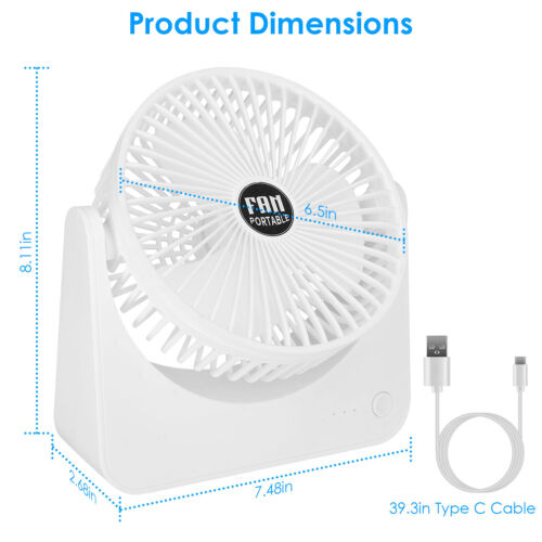 Portable USB Desk Table Fan Personal Small Air Circulator Low Noise Plug 130°Fan - Picture 2 of 27