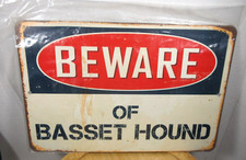 new Beware Of Basset Hound 8" x 12" aluminum metal retro novelty dog wall sign