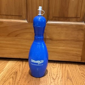 Blue Sparkle Brunswick Bowling Pin Shape Sipper Cup Water Bottle with Straw Gift