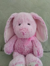 Hug Fun Bunny Rabbit Plush 14" Pink White w/Bow Stuffed Animal #258182 Walmart