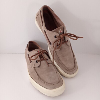 VTG Moncler Shoes Mens 41 Boat Suede Tan Moc Toe Lace Up Casual Comfort 