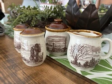 Enesco Sky & Plains 1980 Sugar, Creamer, Salt & Pepper Set 