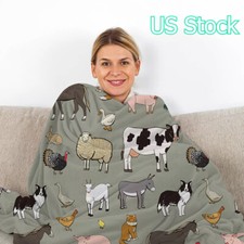 50"x60" Various Animals Blanket Pig Horse Durable Blanket Birthday Gift Couch