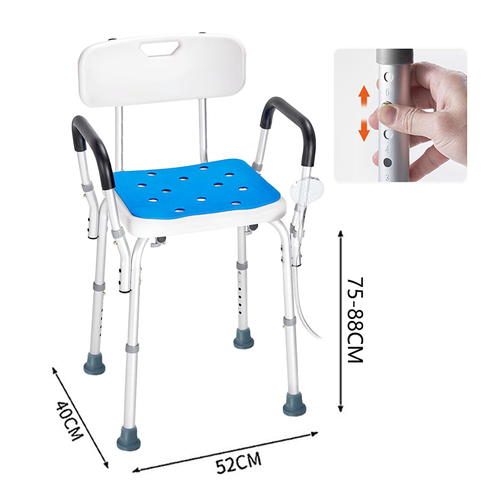 Shower Chair Bath Bench Seat Stool with Back Arms Adjustable Height 400lbs - Picture 2 of 10