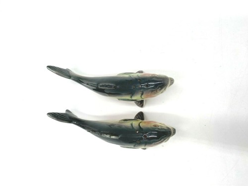 VINTAGE FISH SHARK TROUT GOLDFISH SALT & PEPPER SHAKERS GREEN YELLOW BLUE TEAL - 第 12/23 張圖片