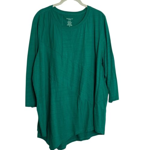 Westbound Woman Asymmetric Tunic Tee Size 3X Green 3Q Sleeve Cotton Spandex