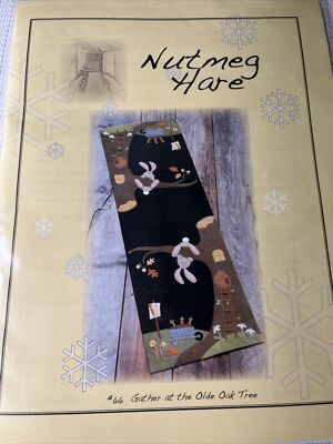 Nutmeg Hare wool appliqué Table Runner Pattern Gather at theold Oak Tree Bunnies
