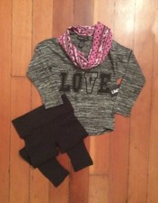 NWT Limited Too Two Piece Set Love Sweatshirt Black Leggings Size Kids 4