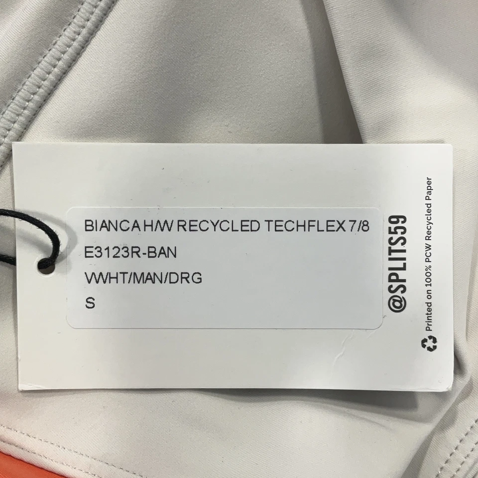 Leggings Splits59 Bianca para mujer talla pequeña blancos rayas laterales cintura alta tirar Foto 4 de 4