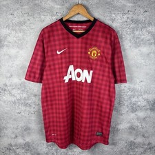 Men’s Nike Manchester Plaid Jersey Red Polyester Size XL