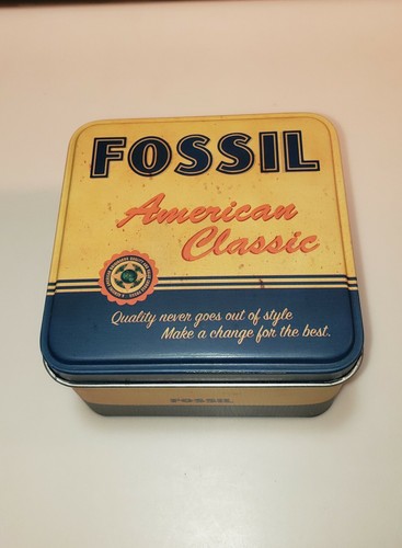Fossil Watch Empty Tin Box American 
