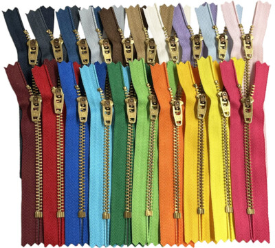 20pcs YKK #4.5 Brass Pant/Dress Zippers Bulk Closed-End 20 Colors Length 4'' -11''