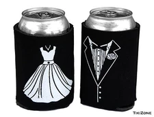 Bride & Groom Wedding Dress/Tux Can Cover Coolies, Novelty beer Koozies Tuxedo