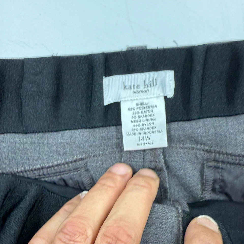 Pantalones para mujer Kate Hill talla 14W gris mezcla de poliéster tiro alto pierna recta Foto 4 de 4