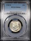 1943-S Washington Quarter graded MS66 by PCGS Gorgeous Gem Quality PQ+