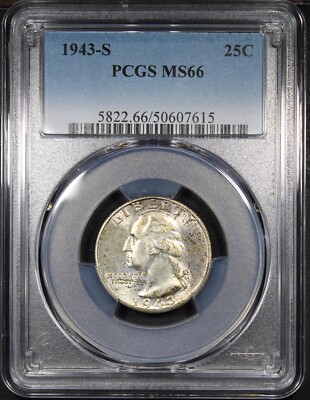 1943年　D アメリカ　10セント　PCGS MS66FB アメリカ銀貨1943年Dマーキュリーダイム10セント銀貨未流通BU