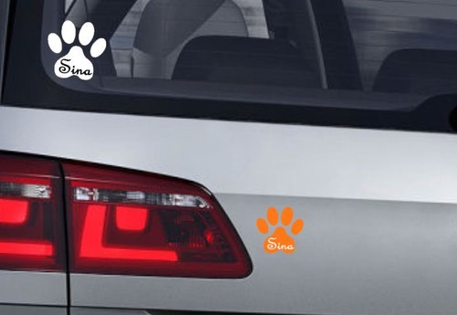 Hundepfoten mit Namen Decal Hunde Katzen cat dog Pfoten Auto Aufkleber (36) - Picture 5 of 7