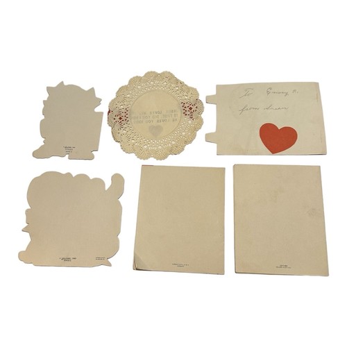 Vtg 1940’s Lot Of 6 VALENTINE'S DAY Greeting Cards Diecut Puppy Kitty Flocked - Picture 7 of 11