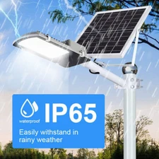 PFCTART Commercial Solar Street Light Dusk to Dawn Road Lamp+Pole+Remote