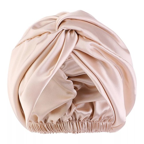 Mulberry Silk Turban Bonnets Women Twisted Sleeping Night Cap Hair Cap Headwrap - Picture 6 of 26
