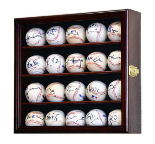 20 Baseball / Hockey Ball Puck Display Case Cabinet Holder Rack MLB 98% UV DOOR - Afbeelding 1 van 27