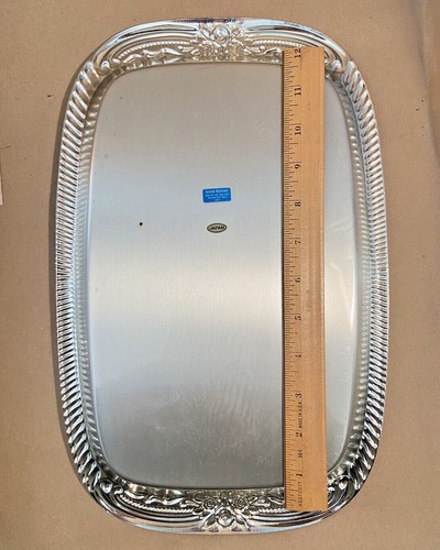 Vintage Oblong Brushed Swirl Silver Service Tray 14” 14 in. Japan NIB NM-365AGP - Picture 2 of 6