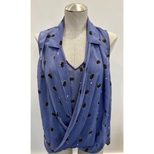 Cabi 5534 Crossover Floral Blouse Two-Piece Set in Dusty Blue Size M