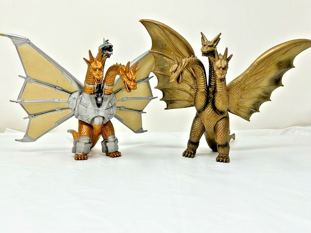 1998 King Ghidorah 7” Soft Vinyl Figure Godzilla Toho monster BANDAI Lot 2