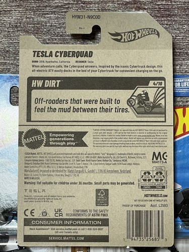 Hot Wheels 2025 Tesla Cyberquad #82/250 - HW Dirt Lot Of 3 New Chrome HTF ! - Picture 5 of 6