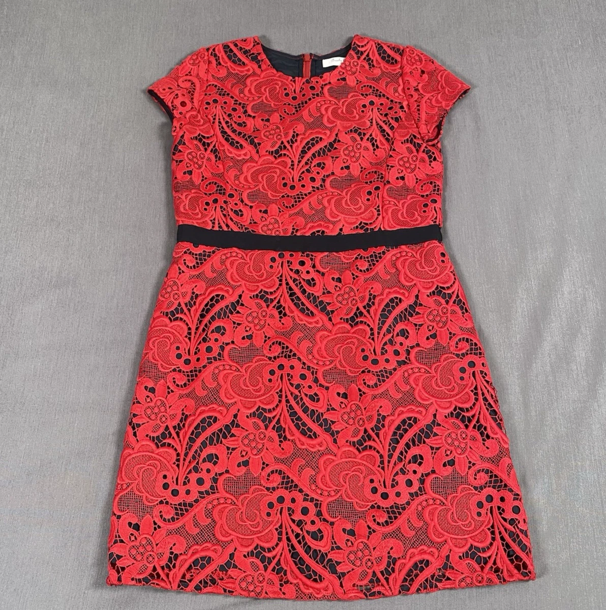 red fleece dresses NEW Brooks Brothers Red Fleece Sz L Knit Dress Short Sleeve White/Navy Striped