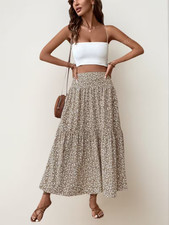 Millefleur Maxirock, Rock, Stufenrock, Gummizugbund, Seitentaschen, Gr M. 38