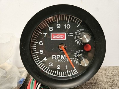 NEW NOS VINTAGE MALLORY 657 PRO  11K RPM TACHOMETER W/ SHIFT LIGHT & REV LIMITER