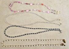 Faux Pearl Beaded Eyeglasses Holder Clip Chains Lot of 4
