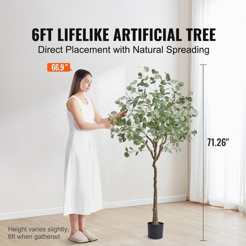 Eucalyptus artificiel 6 pieds vert naturel grand fausse plante réaliste - Photo 2 sur 12