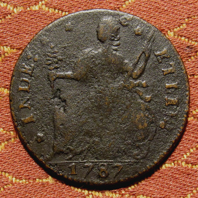 1787 CONNECTICUT COPPER  ~  DRAPED BUST LEFT, DATE & LETTERING FULL & CLEAR