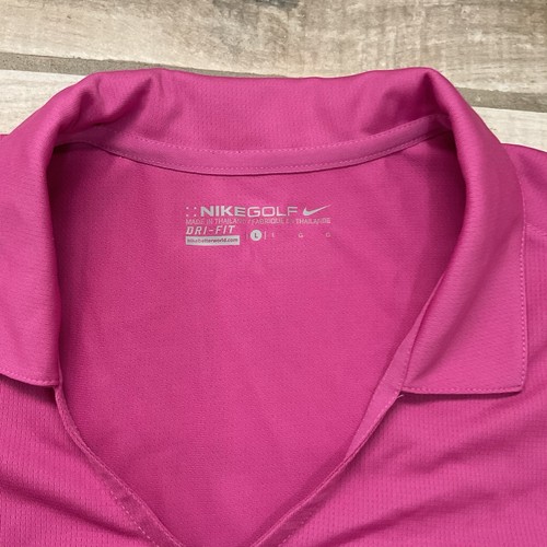 Nike Golf Women Dri-Fit Short Sleeve Polo Shirt Magenta Pink L Large Prudential - Picture 2 of 8