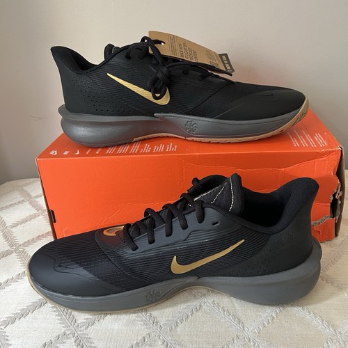 Nike Precision VII 7 Basketball Shoes Men's Size 10 Black/Gold FN4322-006 - Picture 2 of 7