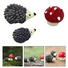  3 Sets Hedgehog Ornament Child Miniatures Resin Hedgehogs Mushroom Figurines