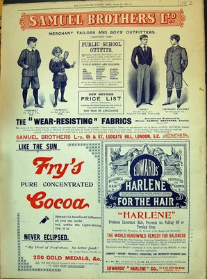 Antiker alter Druck 1898 Samuel Brothers Stoffe Fry'S Cocoa Edwards Harlene