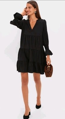 Pomander Place Tuckernuck Kenzo Dress Size XL Black Crepe Mini Ruffle Tiered