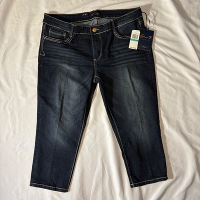Seven7 Aubrey Blue Denim Capri Jeans Womens Size 16 Embellished Pockets