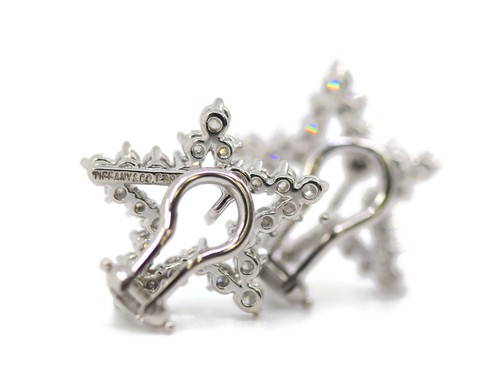 Tiffany & Co Star Diamond Platinum Earrings - Picture 4 of 4