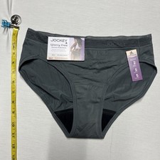 NWT New Jockey Charcoal Gray Worry-Free Moderate Absorbency Bikini Med Lace Band