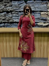 Indian Designer Ethnic Top Kurta Set Women's Beautiful Party Wear Kurti Pant Set